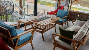 Ahşap Balkon Bahçe Ahşap Oturma odası